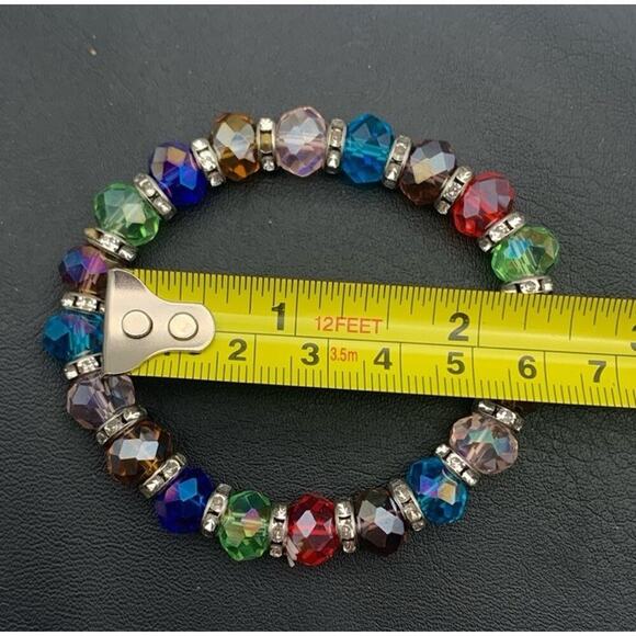 Colorful Faceted Crystal Bead Rhinestone Stretch Bracelet Sparkly - Picture 5 of 5